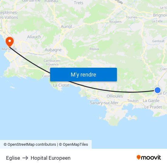 Eglise to Hopital Europeen map