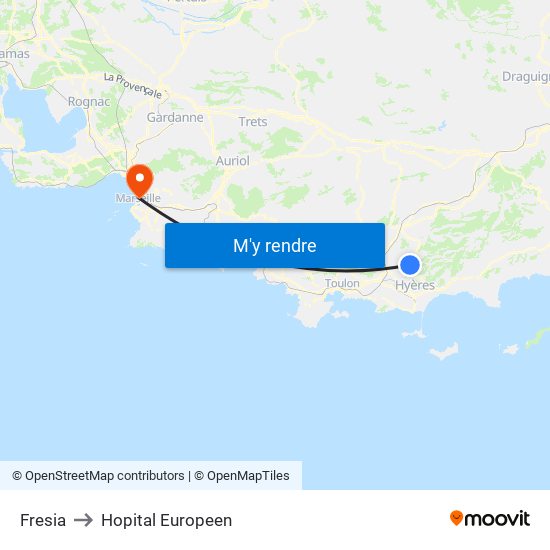 Fresia to Hopital Europeen map