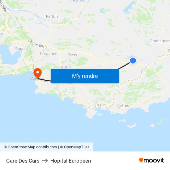 Gare Des Cars to Hopital Europeen map