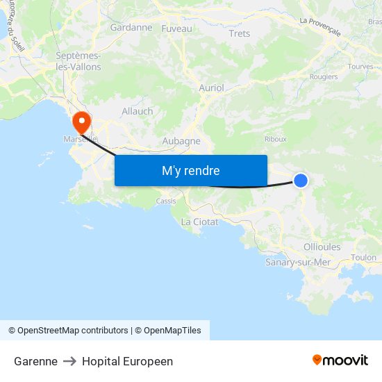 Garenne to Hopital Europeen map