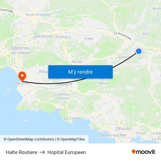 Halte Routiere to Hopital Europeen map