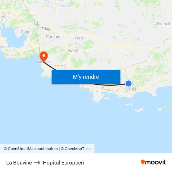 La Bouvine to Hopital Europeen map