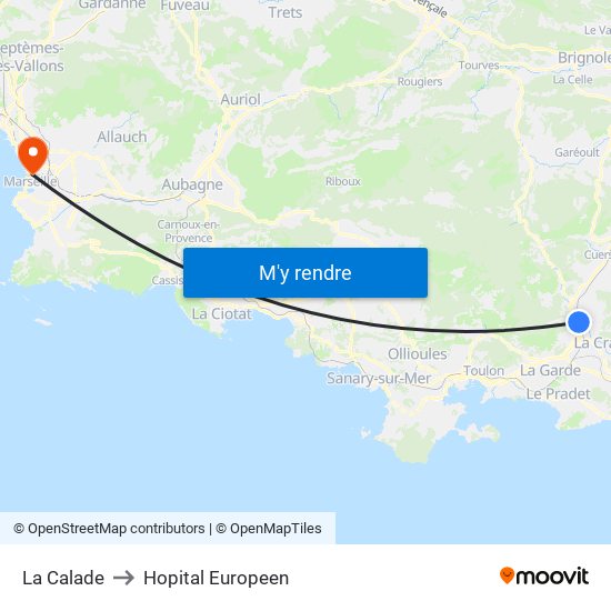 La Calade to Hopital Europeen map