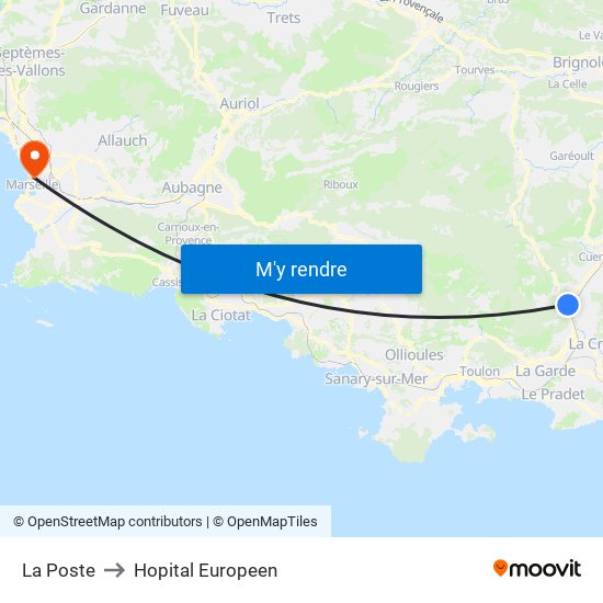 La Poste to Hopital Europeen map