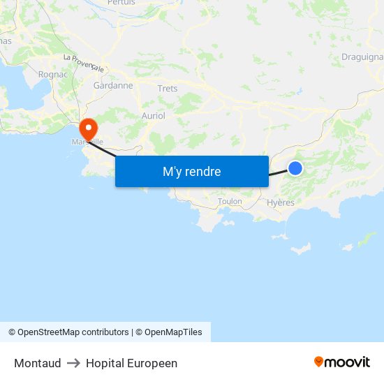 Montaud to Hopital Europeen map