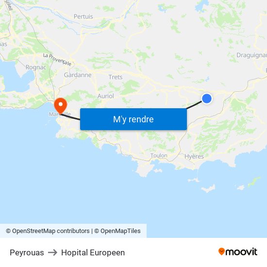 Peyrouas to Hopital Europeen map