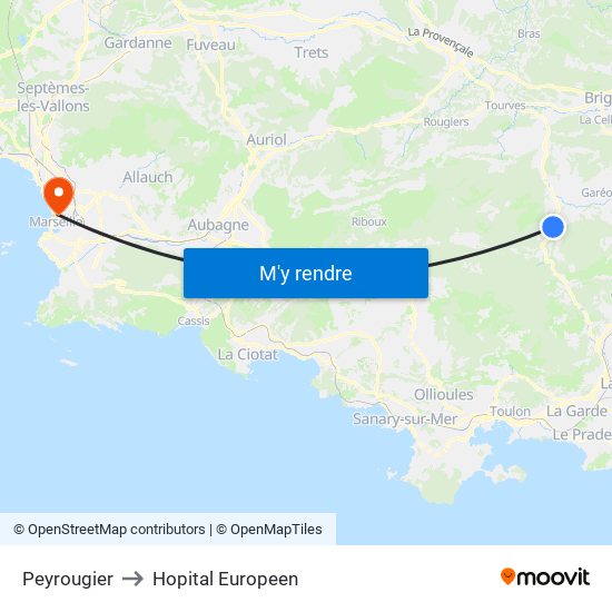 Peyrougier to Hopital Europeen map