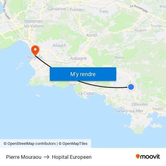 Pierre Mouraou to Hopital Europeen map