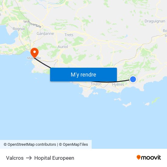 Valcros to Hopital Europeen map