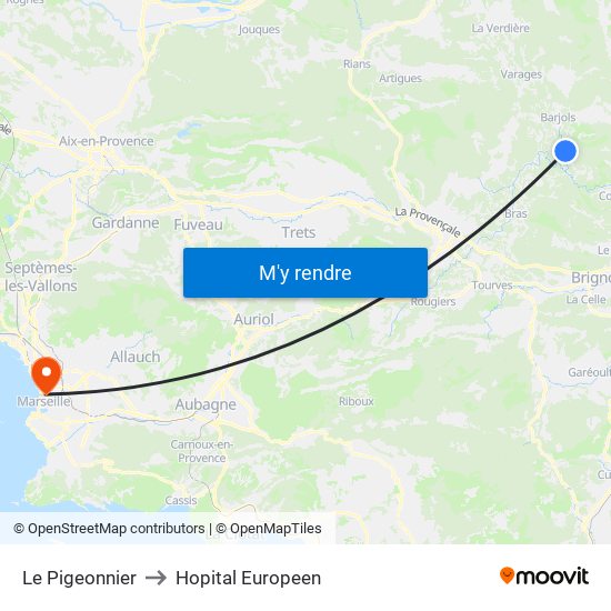 Le Pigeonnier to Hopital Europeen map