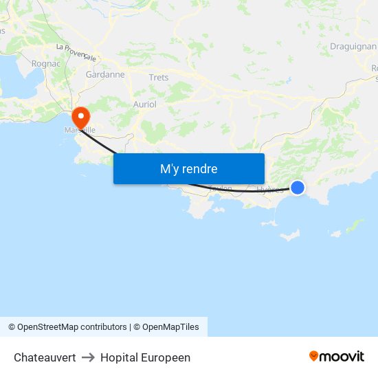Chateauvert to Hopital Europeen map