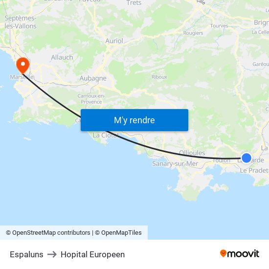 Espaluns to Hopital Europeen map