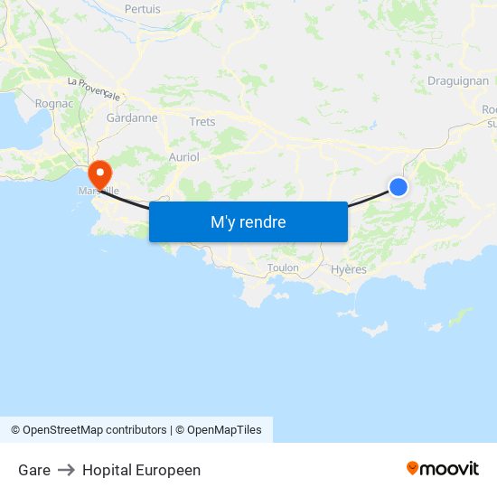 Gare to Hopital Europeen map