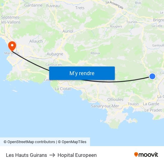 Les Hauts Guirans to Hopital Europeen map