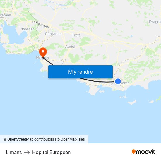 Limans to Hopital Europeen map