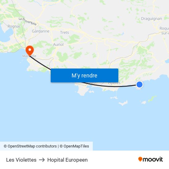 Les Violettes to Hopital Europeen map