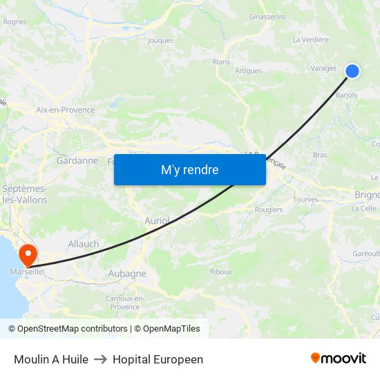 Moulin A Huile to Hopital Europeen map