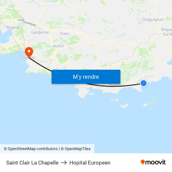 Saint Clair La Chapelle to Hopital Europeen map