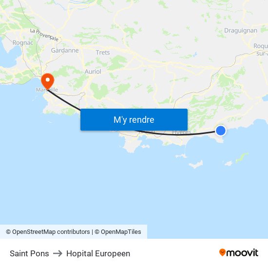 Saint Pons to Hopital Europeen map