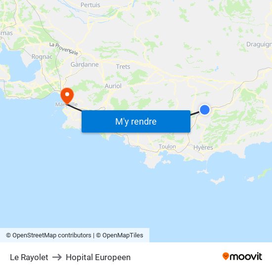 Le Rayolet to Hopital Europeen map