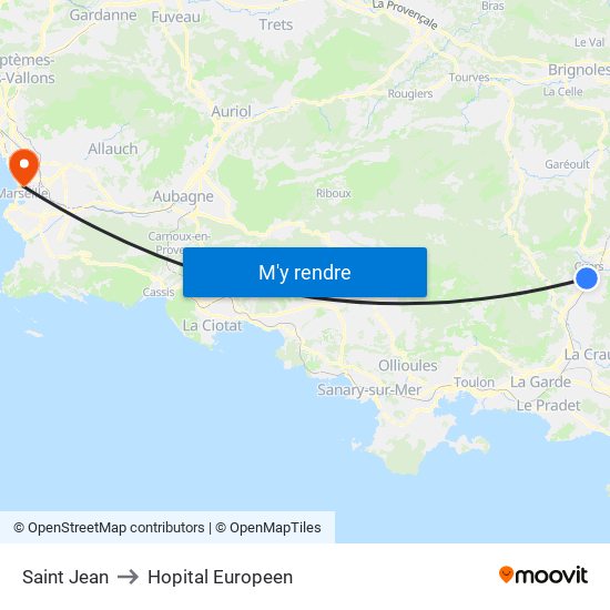 Saint Jean to Hopital Europeen map