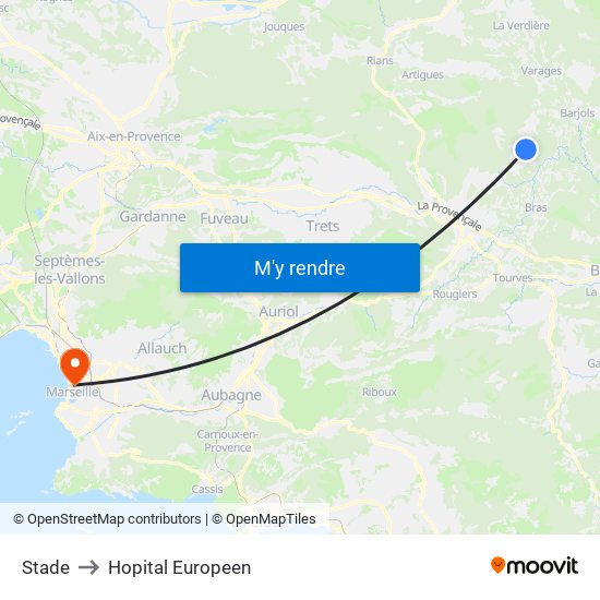 Stade to Hopital Europeen map