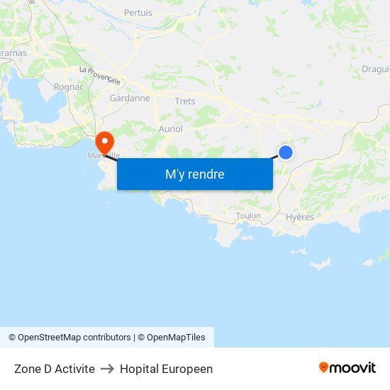 Zone D Activite to Hopital Europeen map