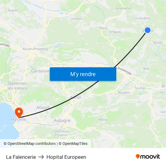 La Faïencerie to Hopital Europeen map