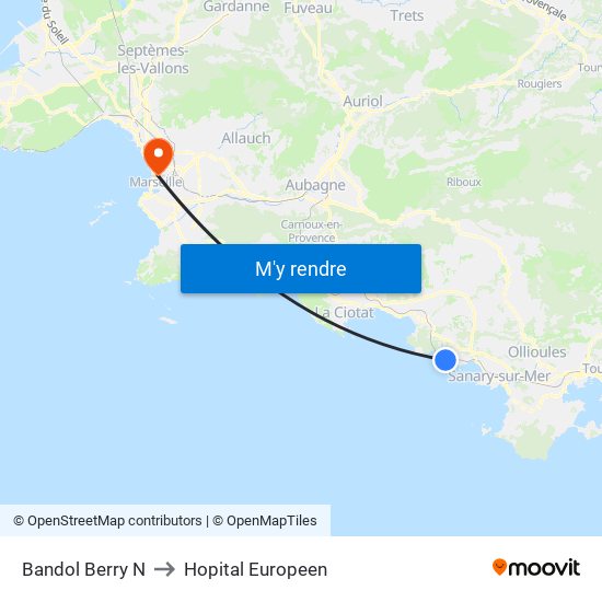 Bandol Berry N to Hopital Europeen map