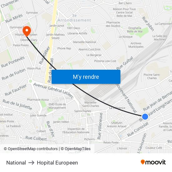 National to Hopital Europeen map