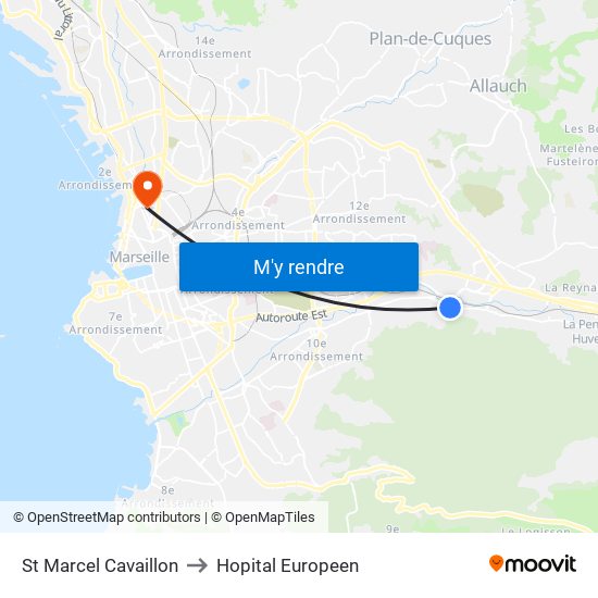 St Marcel Cavaillon to Hopital Europeen map