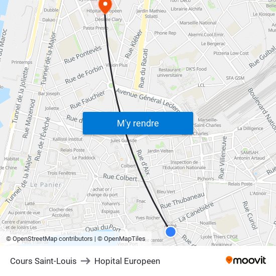 Cours Saint-Louis to Hopital Europeen map