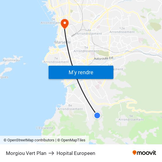Morgiou Vert Plan to Hopital Europeen map