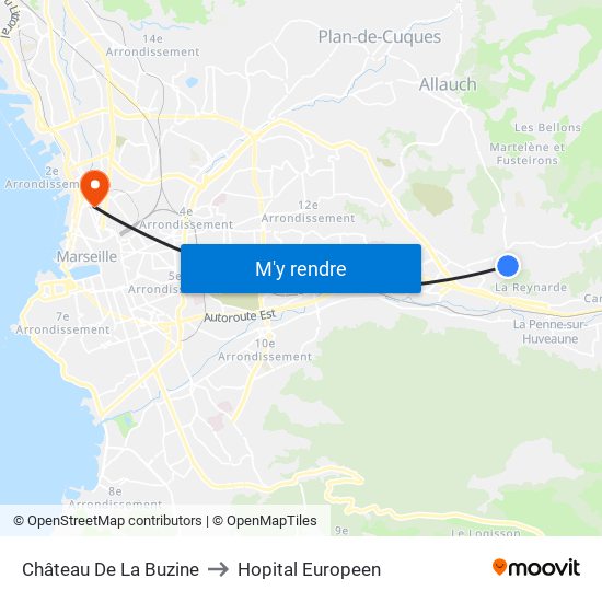 Château De La Buzine to Hopital Europeen map