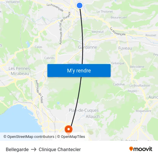 Bellegarde to Clinique Chantecler map