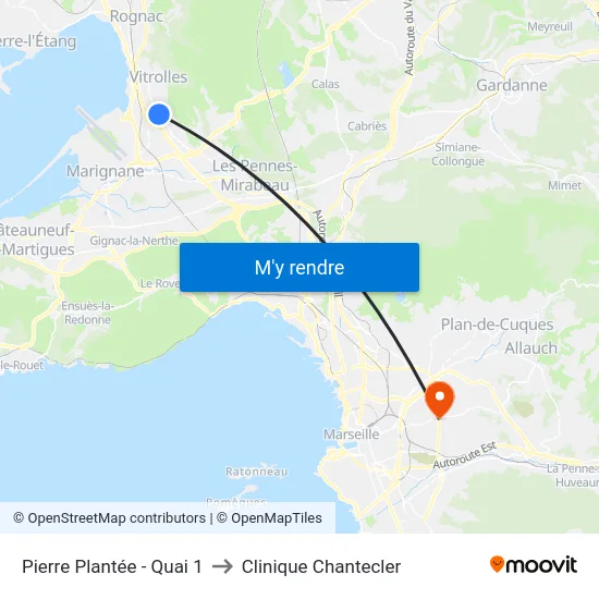 Pierre Plantée - Quai 1 to Clinique Chantecler map