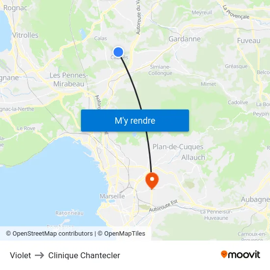 Violet to Clinique Chantecler map