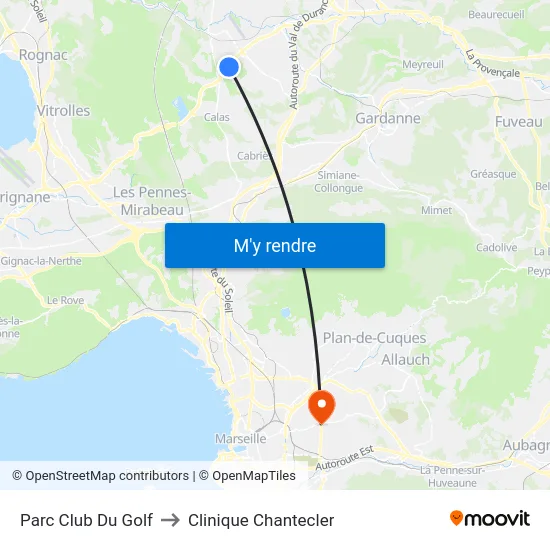 Parc Club Du Golf to Clinique Chantecler map