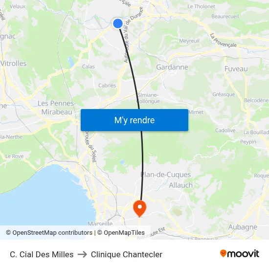 C. Cial Des Milles to Clinique Chantecler map