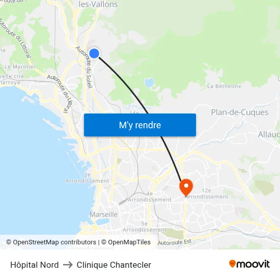 Hôpital Nord to Clinique Chantecler map