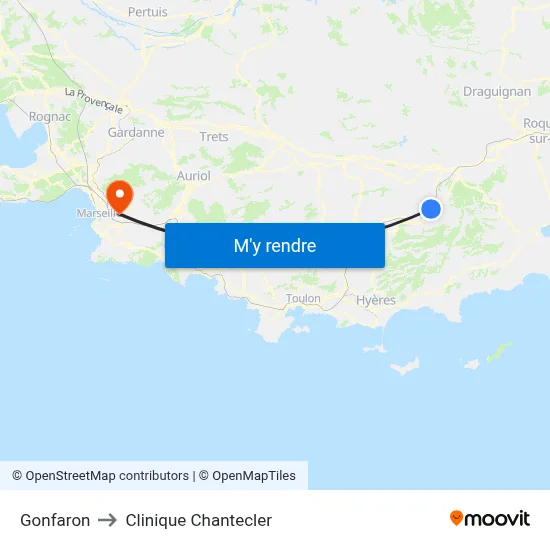 Gonfaron to Clinique Chantecler map