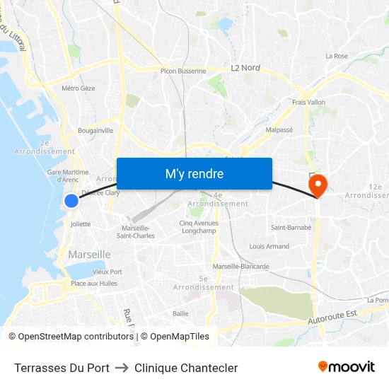 Terrasses Du Port to Clinique Chantecler map