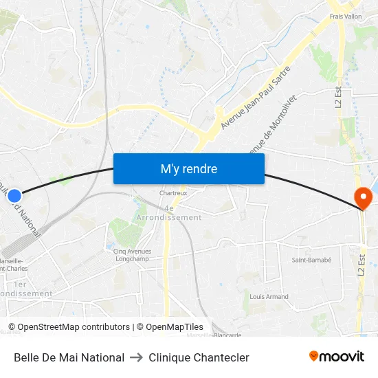 Belle De Mai National to Clinique Chantecler map