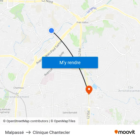 Malpassé to Clinique Chantecler map