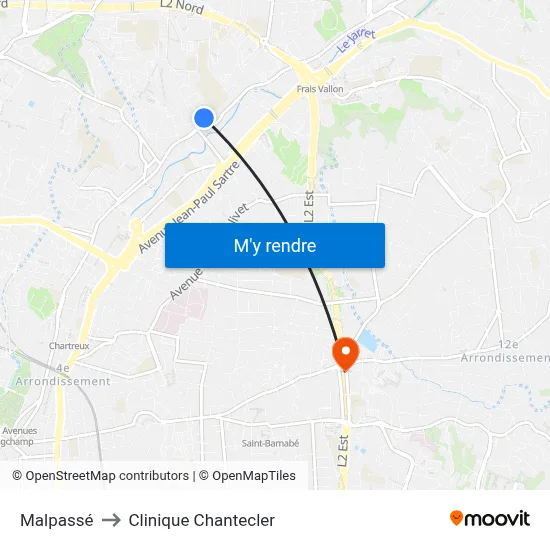 Malpassé to Clinique Chantecler map