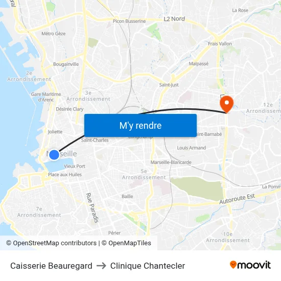 Caisserie Beauregard to Clinique Chantecler map
