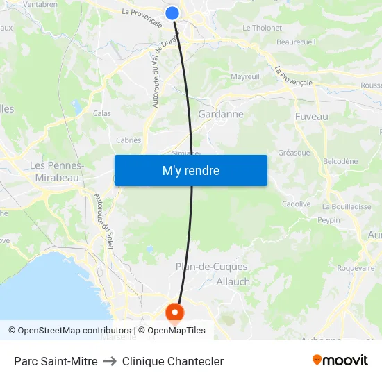 Parc Saint-Mitre to Clinique Chantecler map