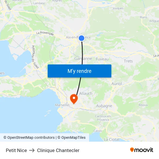 Petit Nice to Clinique Chantecler map