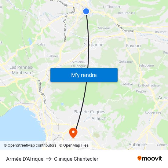 Armée  D'Afrique to Clinique Chantecler map