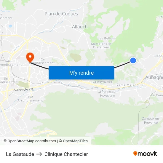 La Gastaude to Clinique Chantecler map